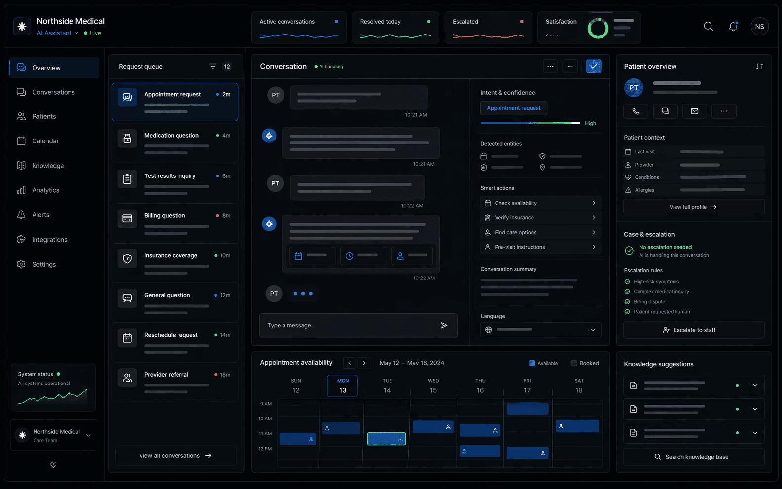 Generated dark medical AI assistant product dashboard