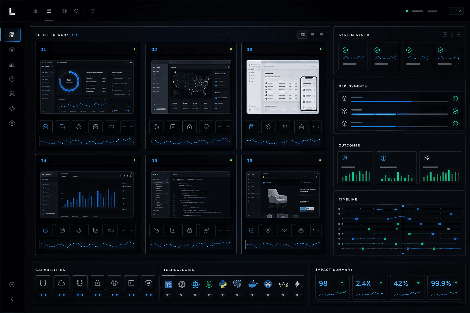 Dark selected work dashboard visual